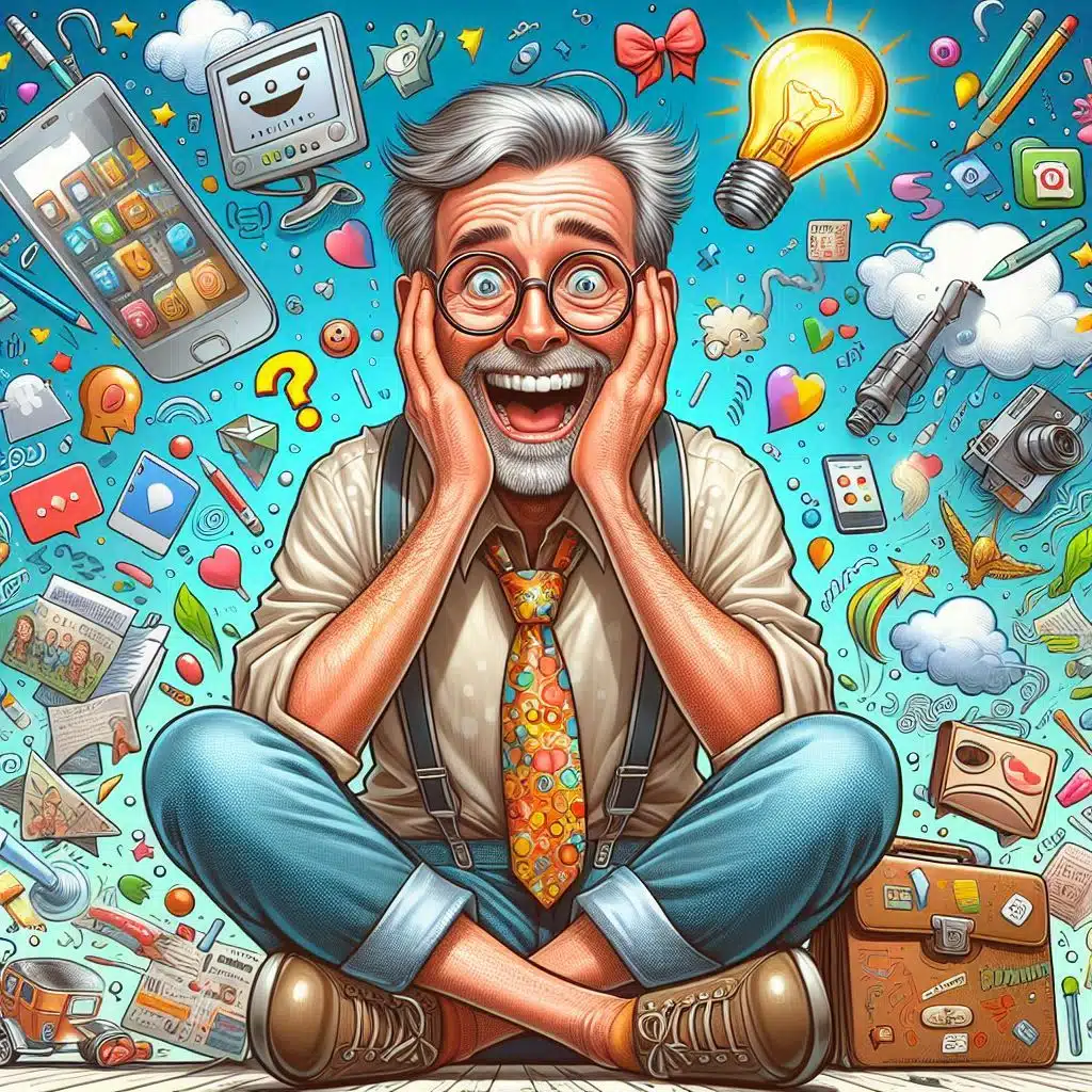 Un homme dans la quarantaine quelque peu dépassé par la communication digitale.
