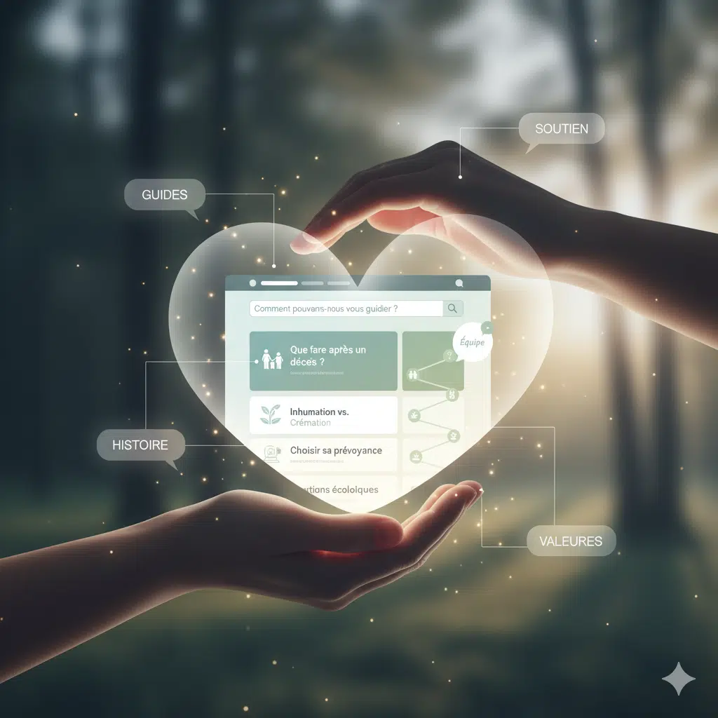 Le rôle du site Web d'une entreprise de pompes funèbres : rassurer. Humaniser la communication des agences funéraires est une réponse en ce sens.