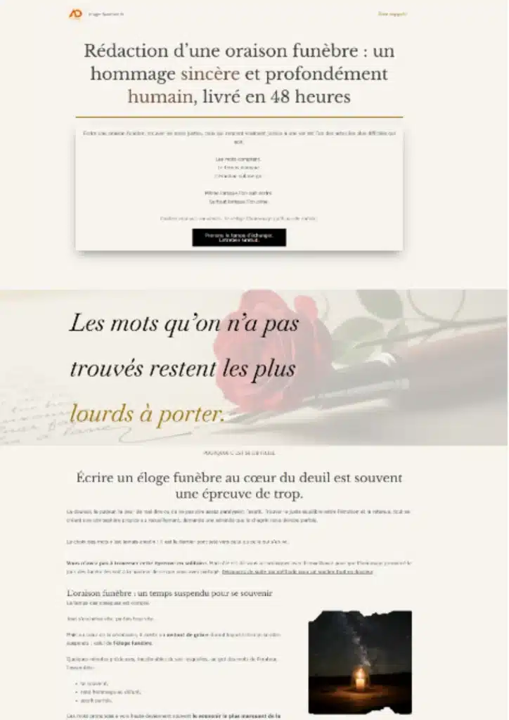 Création de site Web funéraire signée Audace Digitale